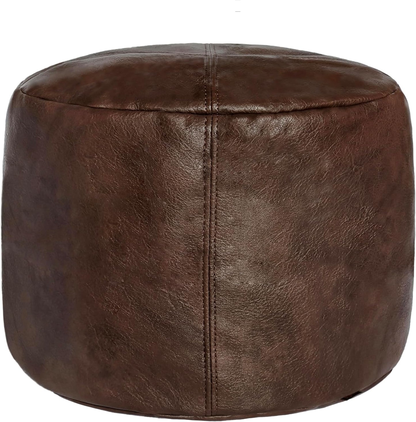 16.5Dx12H, Thgonwid Unstuffed Faux Leather Pouf Cover, Handmade Footstool Ottoman Storage Solution, Floor Footrest