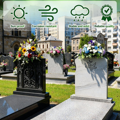 Yousoontic 4 Pack Tombstone Floral Foam Kit Headstone Flower Saddle 17.3 x 5.9 x 2.3 Inches Waterproof Floral Tombstone Hugger for Cemetery Decoration, Grave Flower Holder, Green