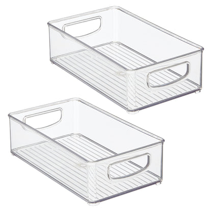 iDesign Stackable Pantry Bin with Handles for Kitchen Storage Set of 2, Clear, Made in USA