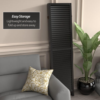 Red Lantern 6 ft. Tall Wooden Louvered Room Divider Black 3 Panel