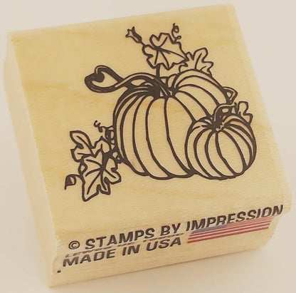 Stamps by Impression Pumpkins Autumn, Fall, Thanksgiving Rubber Stamp - ST 0675-1.5" x 1.5" Block