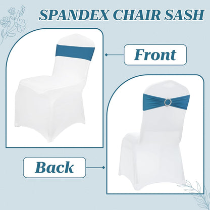 MDS Spandex Chair Sashes - Universal Fit Elastic Stretch Bands with Buckle Slider Bow | Dark Teal, Pack of 200