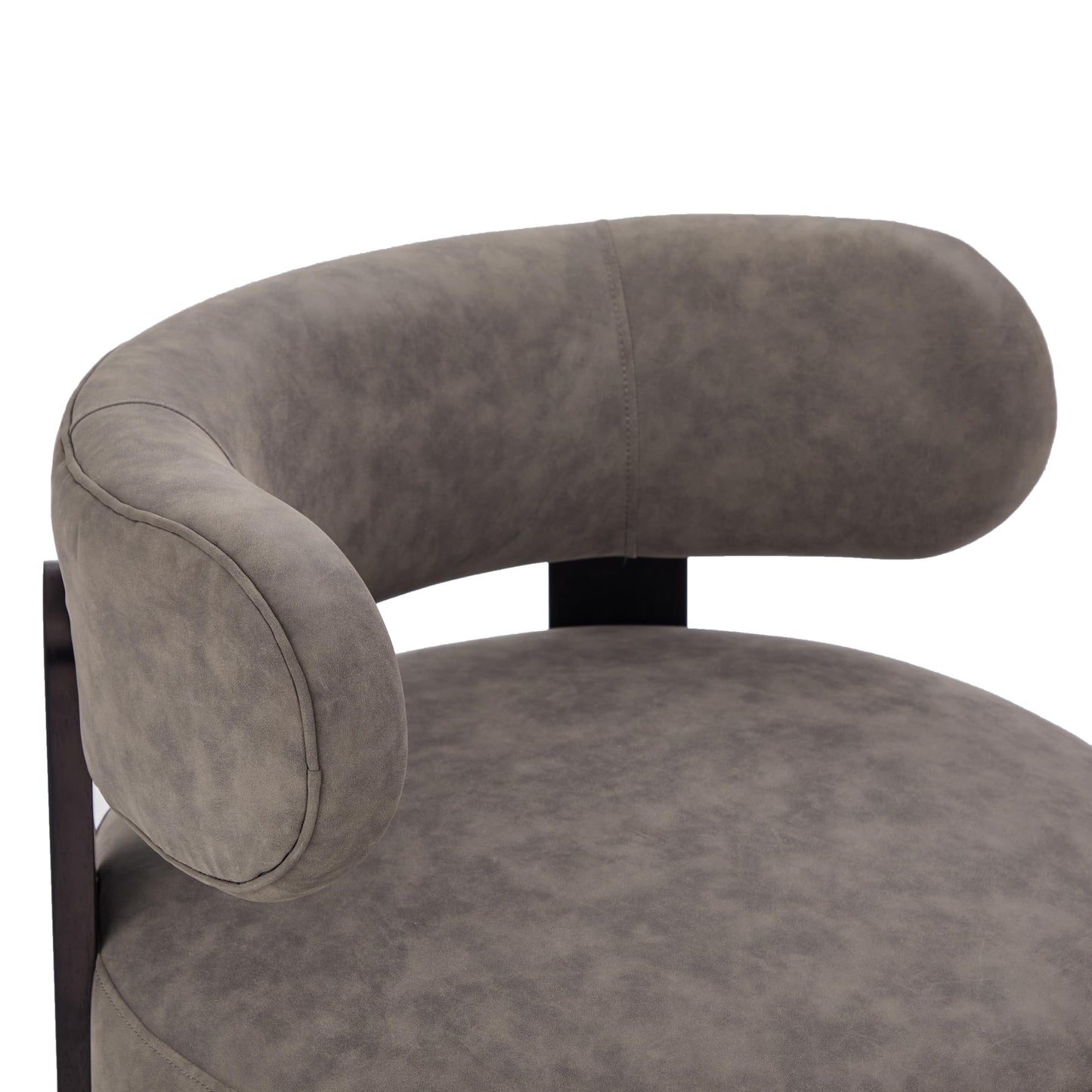 Christopher Knight Home Udon Faux Leather 360° Swivel Accent Chair, Solid Wood Living Room Swivel Chair, Rotating Single Lounge Sofa, Bedroom Comfy Reading Chair, No Assembly Needed, Dark Brown+Grey