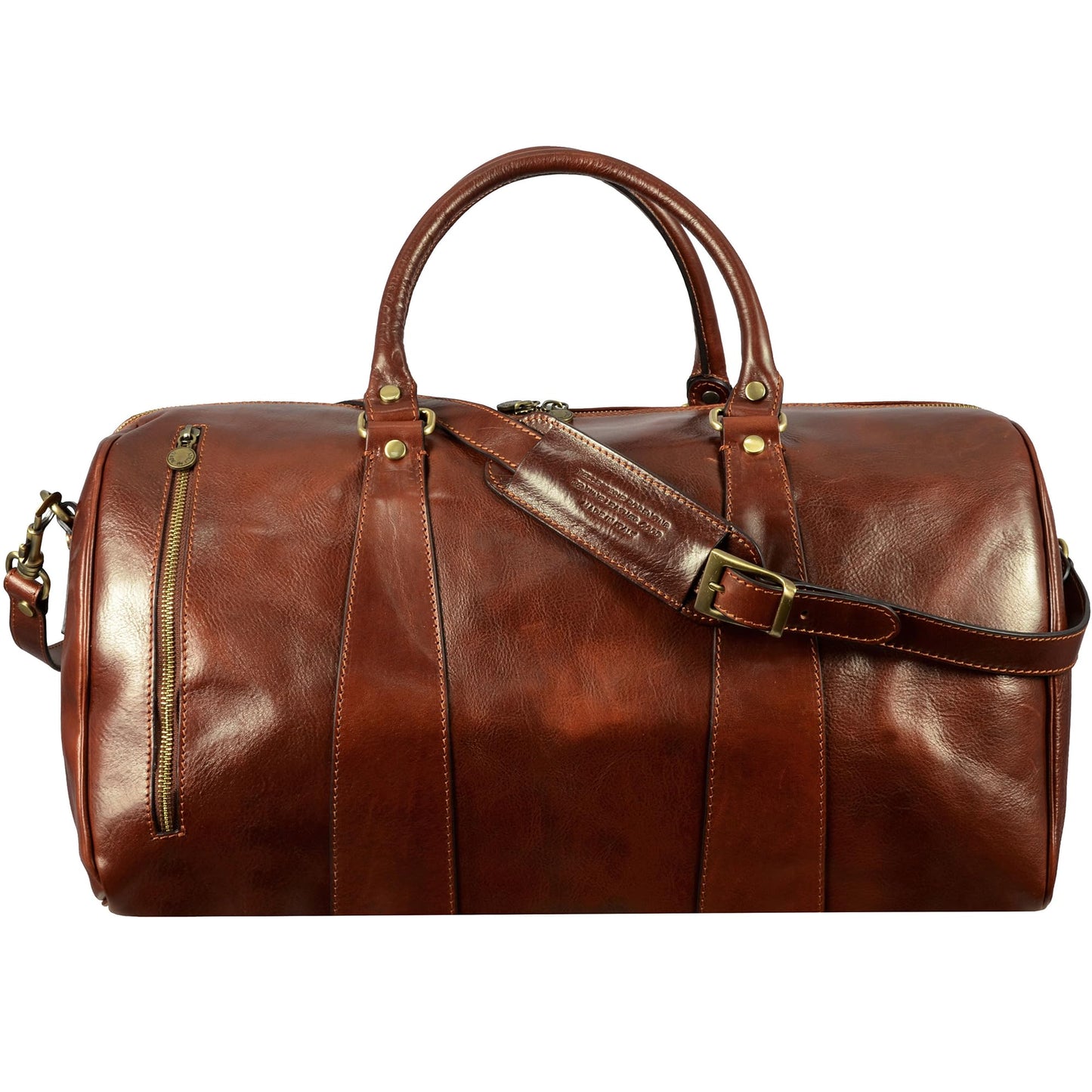 Time Resistance Leather Duffel Bag - Large Weekend Gym Travel Bag (Brown)