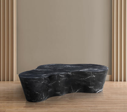 Meridian Furniture 99033Black-CT Monza Collection Art Deco Marble Finish Indoor/Outdoor Concrete Coffee Table, 59.5" W x 30.5" D x 15" H, Black