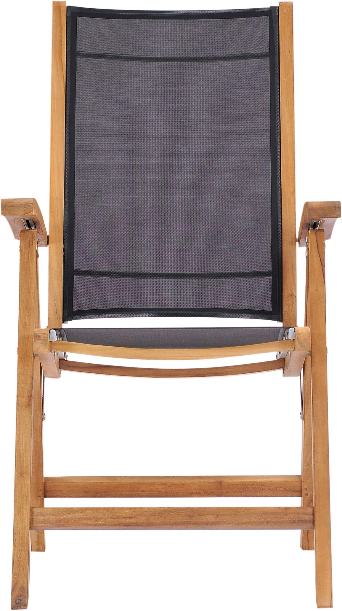 CHIC TEAK Teak Wood California Reclining Chair with Black Batyline Sling, Made from Solid A-Grade Teak Wood and Batyline