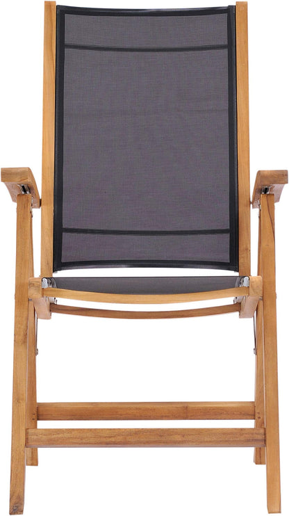 CHIC TEAK Teak Wood California Reclining Chair with Black Batyline Sling, Made from Solid A-Grade Teak Wood and Batyline