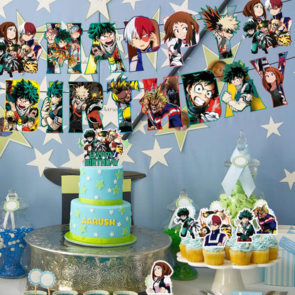 Karg Anime Birthday Party Decoration Princess Includes Cake Toppers, Cupcake Toppers, Balloons, Banner Party Supplies Decoration For Adults Boys Girls Teens
