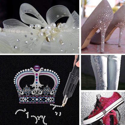 Epesl Bedazzler Kit with Rhinestones, Hot Fixed Gems Craft Applicator - Diamond Painting Pen, Wax Pencil, Tweezers, Tray, Cleaning Brush, Picker Rhinestones Crystals for DIY Clothes Shoes