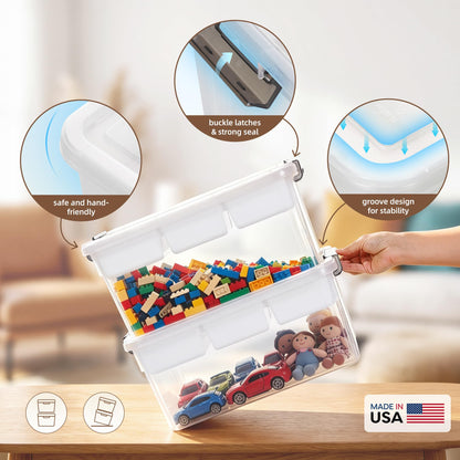 Citylife 17 QT Plastic Storage Box with Removable Tray Craft Organizers and Storage Clear Storage Container for Organizing Bead, Tool, Sewing, Playdoh