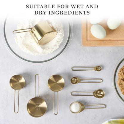 Martha Stewart Richburn 4-Piece Gold Stainless Steel Measuring Cup Set – Durable and Stylish Kitchen Measuring Tools for Baking and Cooking