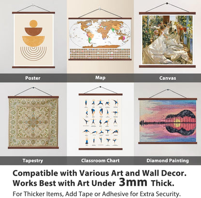 14x14 14x20 14x24 HONKKI Magnetic Poster Hanger Frame for Movie Music Posters Wall Art,Walnut Wood Picture Frames