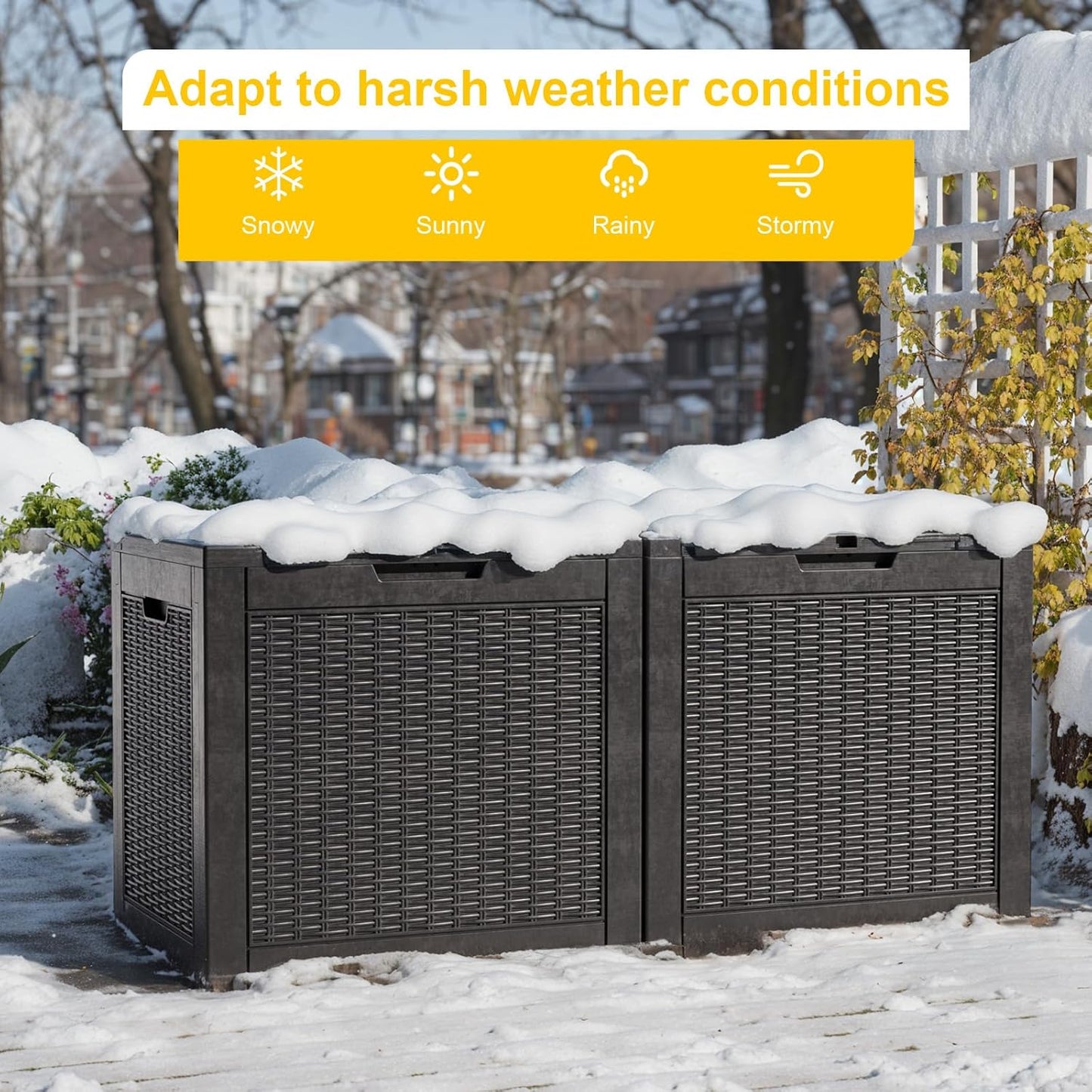 GYMHILL 35 Supplies,Waterproof,Lockable(Black,35Gallon) Gallon Resin Deck Box Outdoor Storage Box for Patio