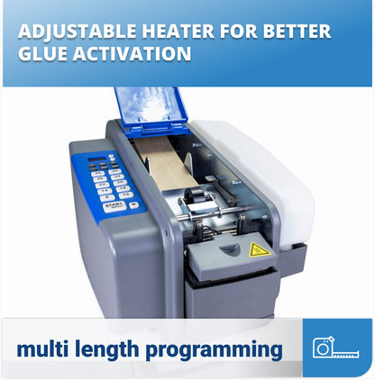 IDL Packaging Electronic Kraft Tape Dispenser for Water-Activated Kraft Gummed Tape with Adjustable Length & Width - Automatic One-Touch Moistening for Secure Box Packing - Secure Carton Sealing