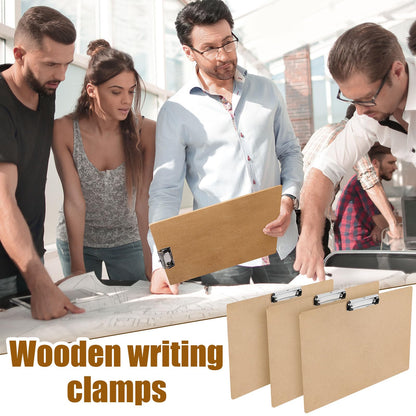 Henoyso 32 Pcs 11x17 Clipboard Wooden Horizontal Lap Board Extra Large Wood Clip Board with Low Profile Clip Desk Brown Landscape for Drawing Sketch Art for Classroom Office School Architects