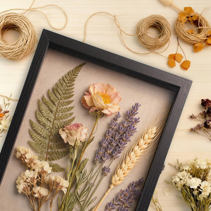 11x14 Black Shadow Box Frame - 1.57" Deep Wooden Display Case for Wedding Memory Box, Flowers and Pictures - Front Opening Glass Door with Lock and Linen Back