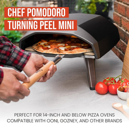 Chef Pomodoro Aluminum Turning Pizza Peel with Detachable Wood Handle for Easy Storage, Pizza Turner, Pizza Turning Peel, Luxury Pizza Paddle for Baking Homemade Pizza Bread (9-Inch)
