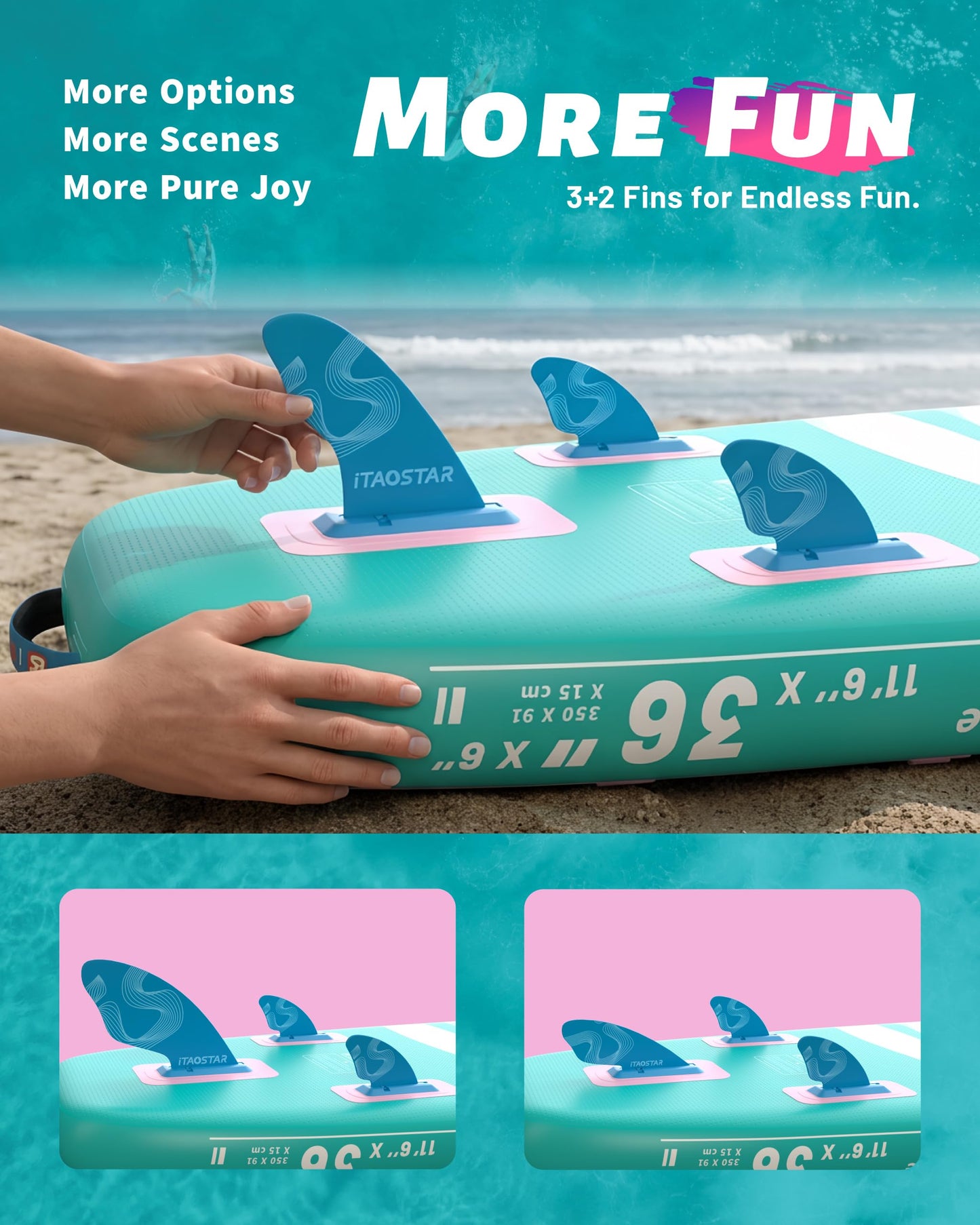 iTAOSTAR W01CP 36" Super Wide Paddle Board, More Fun Inflatable Paddleboard with 5 Fins for Better Balance, Stand Up Paddle Board with Premium SUP Accessories for Adults of All Skill Levels