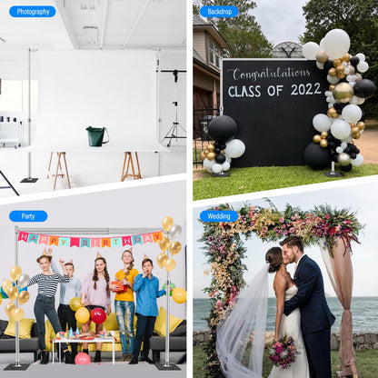 soonpho Pipe and Drape Backdrop Stand, Double Heavy Duty Backdrop Stand Adjustable Telescopic Metal Frame with Wide Flat Bases for Stability for Wedding, Photo Booth, Party & Event Decorations