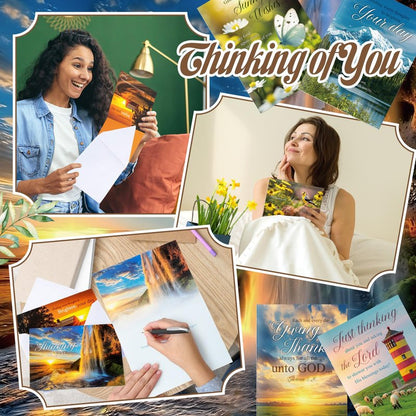 Motiskyy 24 Pack Religious Thinking of You Cards Bulk with Envelopes Jesus Christian Greeting Thinking of You Cards with Scripture Encouragement 4.5 x 6.2 Inch (Classic Style)