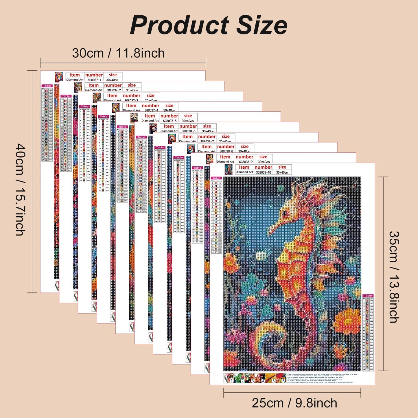 Stalente Diamond Painting Kits for Adults, 10 Pack 5D Diamond Art Kits for Beginners Round Full Drill Diamond Painting for Home Wall Decoration Gift 12×16inch, Animal