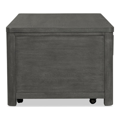 Furniture of America Selyra Modern Contemporary Solid Wood 46-inch Lift-top Rectangular Coffee Table with Dented Stainless Steel Accents, Wire Brush and Ball-Bearing Glides for Living Room, Ash Gray
