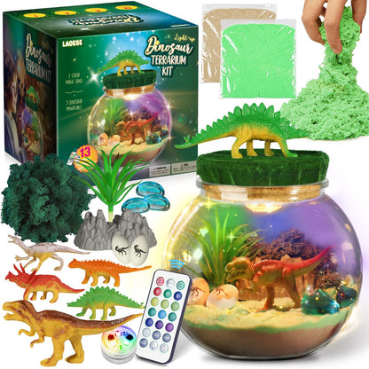 LAOESE Dinosaur Toys for Kids - Dinosaurs Terrarium Kit for Kids - Birthday Gifts for Boys Ages 4 5 6 7 8-12 Year Old - DIY Dino Toys for Boys - Arts and Crafts Kit for Kids