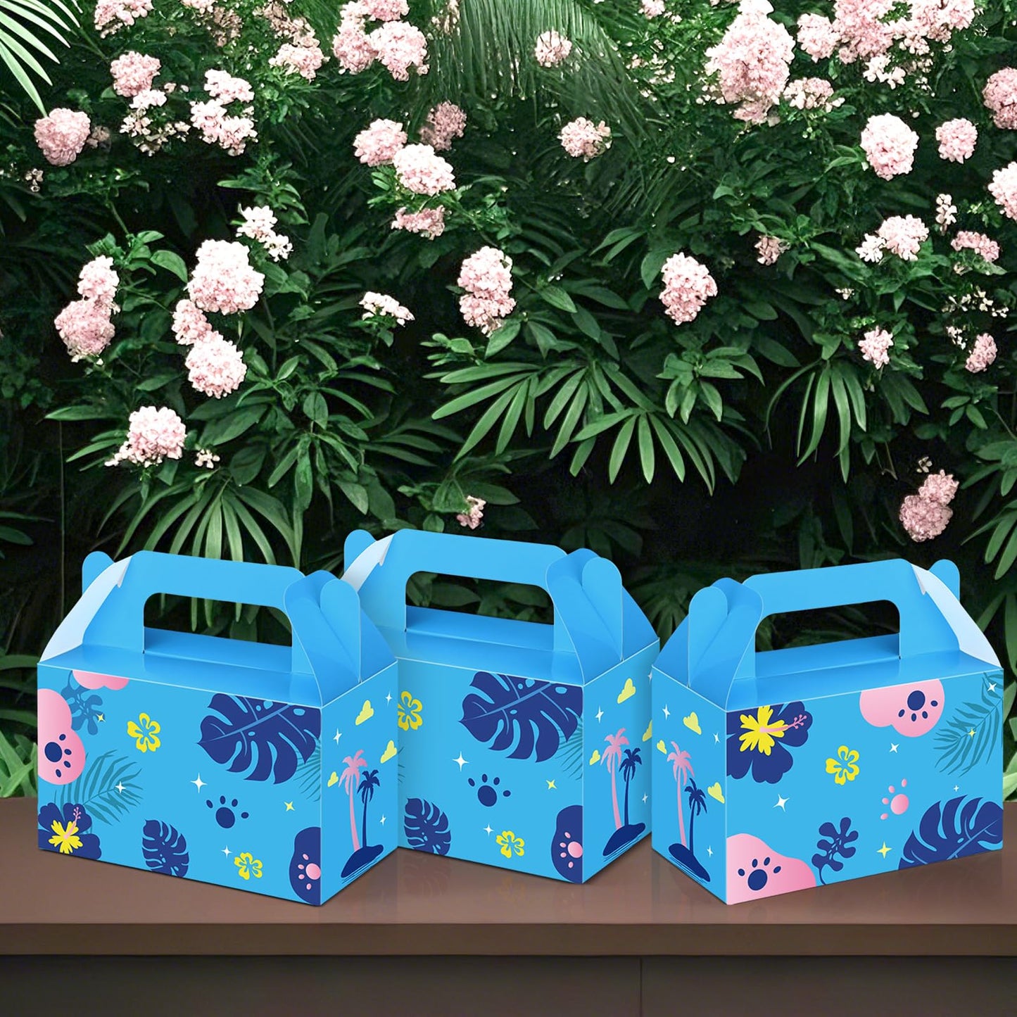 Bucherry 12 Pcs Blue and Pink Cartoon Party Favor Boxes Cute Cartoon Paper Gift Blue and Pink Candy Treat Bag for Halloween Birthday Hawaii Party Supplies, 6 x 3.3 x 3.6 Inches