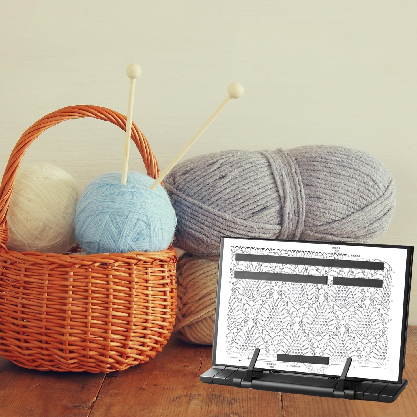Knitting Pattern Holder with 4 Replacement Black Magnets, Knitting Chart Keeper Cross Stitch Pattern Holder for Crochet, Cross Stitch Supplies & Accessories, 11.22" Lx7.28 W