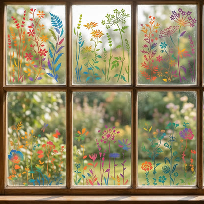 UpChoNice 6 PCS Stencils for Crafts Reusable, Large Wildflower Wall Stencil Set, Modular Floral Painting Templates for Walls, Wood, Furniture, Fabric, Easy-Clean Art Stencils for DIYers, Artists