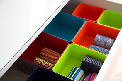 Three by Three Seattle Felt·Like·It! Storage Bin, 5x5x4 Inch for Office, Craft Room, Living Room, Bedroom, Blue