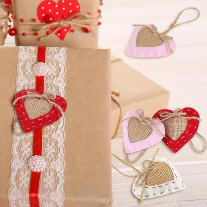 Vercraft 24 Pcs Neutral Valentine's Day Ornaments Felt Heart Ornament White Red Pink Stuffed Heart Bowl Vase Fillers Rustic Farmhouse Barn Style Valentines Day Decor for Tree Home Table Party Decor