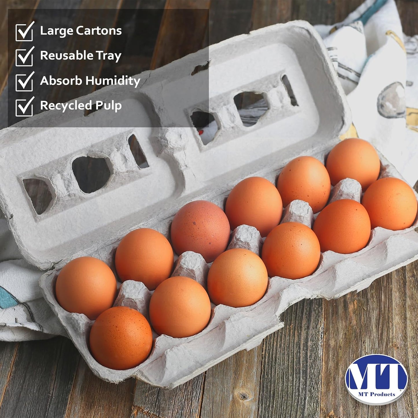 1 Dozen 11.50" 4.2" 1.25" (Pack 15) MT Products Blank Natural Pulp Egg Cartons Hold Twelve Eggs x x - Perfect