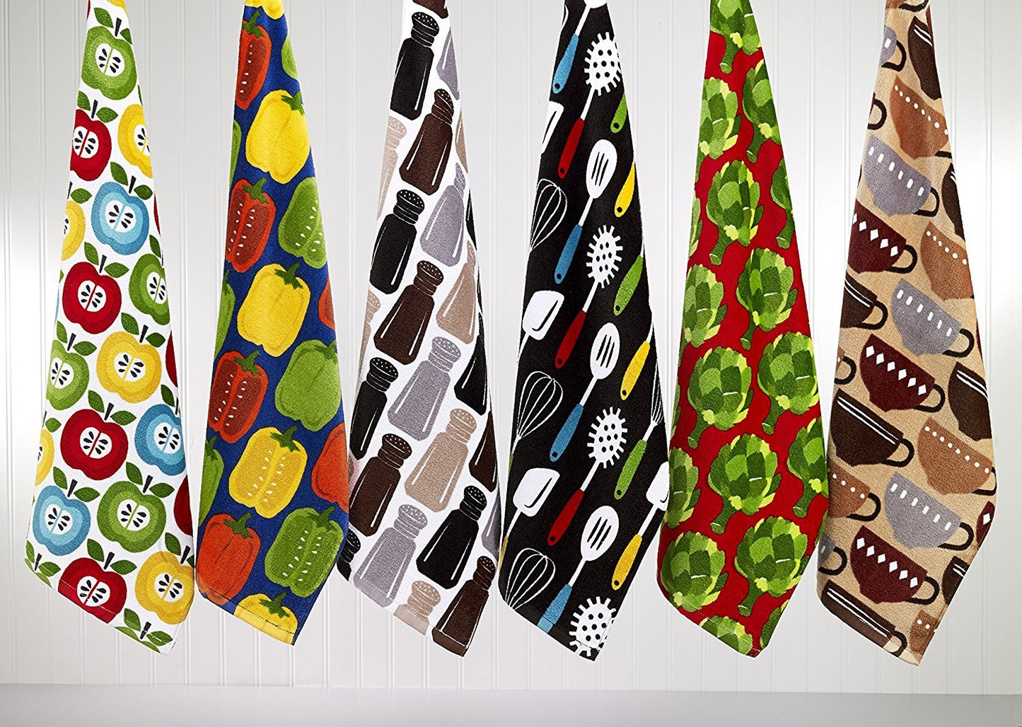 T-Fal Fiber Reactive Print Kitchen Towels: Highly Absorbent, Super Soft - 100% Cotton, 16"x28" Dish Towels for Cleaning & Drying Dishes, Pans, Glassware, or Countertops, 2-Pack, Coffee