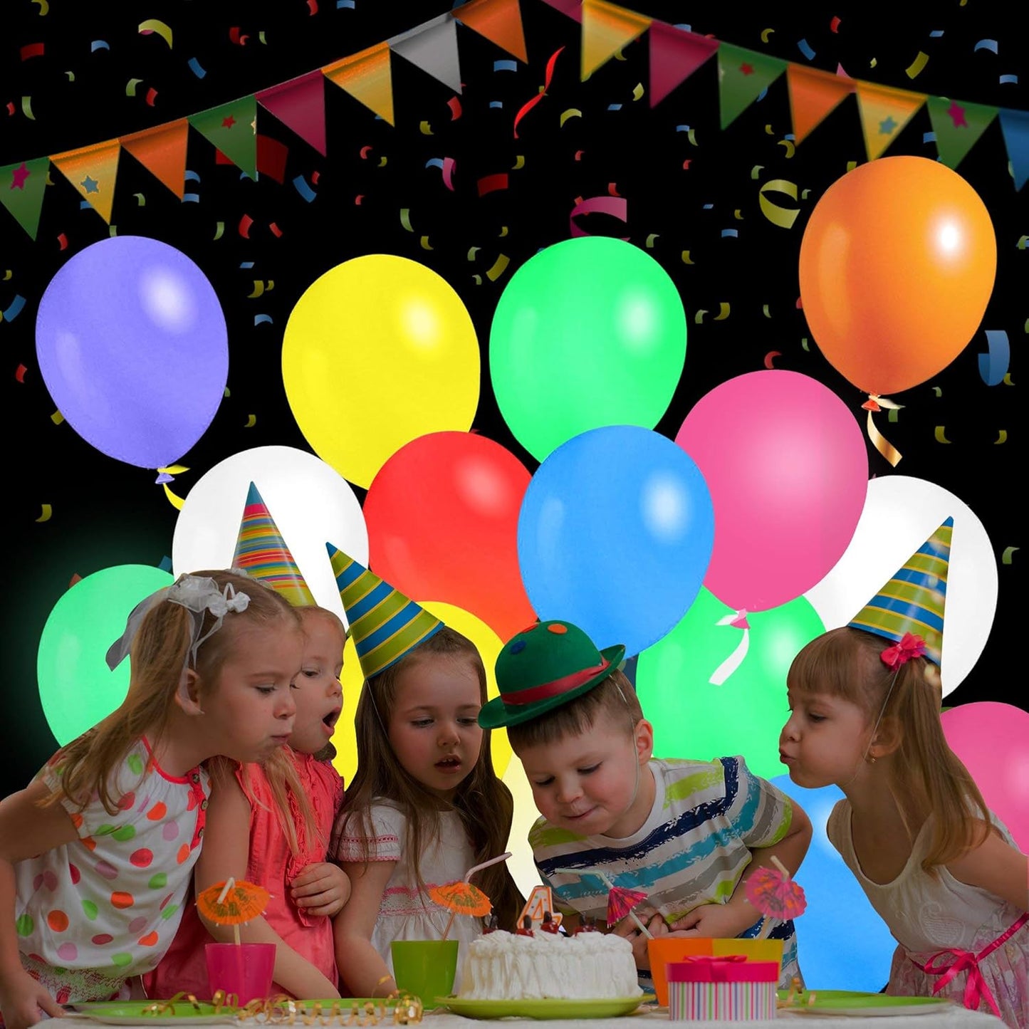 LED Balloons Flashing, 32 Pack, 8 Colors Light Up Balloons for Glow in the Dark Party Supplies