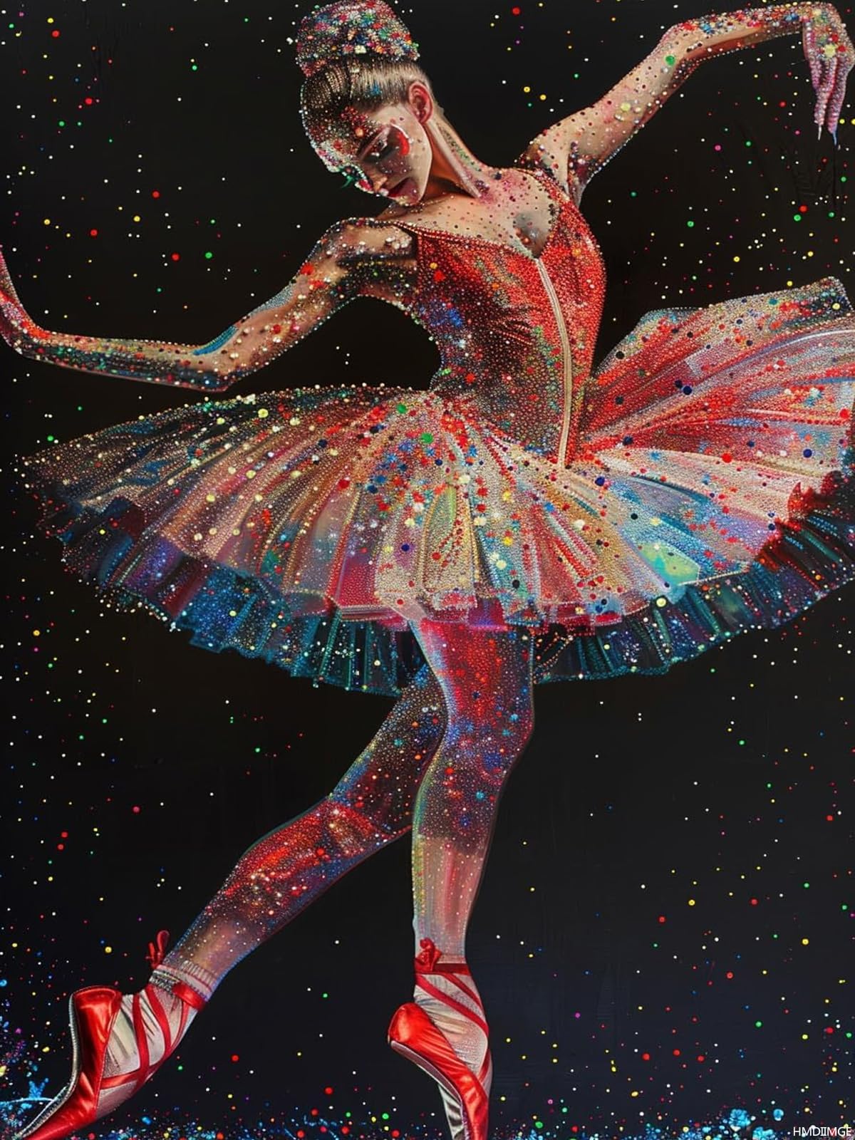 HMDIIMGE Dancing Ballet Girl Shining Dress DIY 5D Diamond Paint Kits for Adults Easy for Beginner Round Full Drill Diamond Art Painting Gems Mosaic Craft for Home Decor 12x16 inch