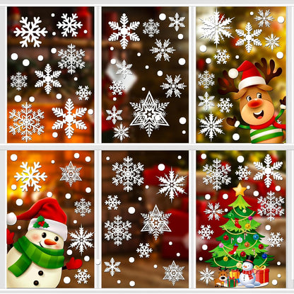 Skiennix Christmas Window Clings - 449PCS White Snowflakes Decals for Winter & New Year Decor | 10 Sheets