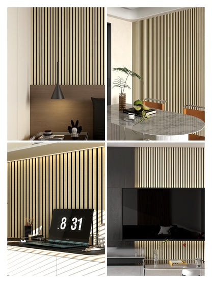 2 Large Sheets (94.5"x11.8") Self-Adhesive Acoustic Panels for Home Theater, Bedroom & TV Background – Easy DIY Installation, Oak Finish