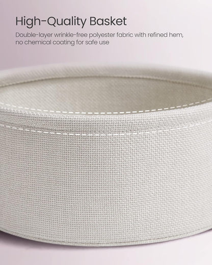 ULET223R61 VASAGLE LILEA Collection - Small Round Side End Table, Modern Nightstand with Fabric Basket, Jelly Pink