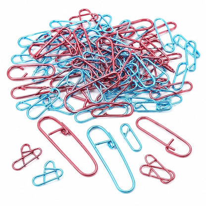 LOGOFUN 50pcs Stitch Holders for Knitting Aluminum Yarn Stitch Holders Safety Pins Crochet Knitting Notions (Random Colors)