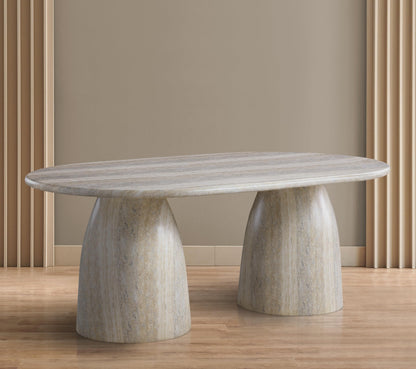 Meridian Furniture 702Travertine-T Cosenza Collection Art Deco 78" Indoor/Outdoor Concrete Dining Table with Travertine Finish, 78" W x 44.5" D x 30" H
