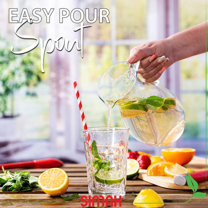 Simax Glass Pitcher With Spout, SMALL 1 Quart Borosilicate Glass Pitchers With Handle,Glass, Cocktail Pitcher, Margarita, Sangria, Beverage Pitchers