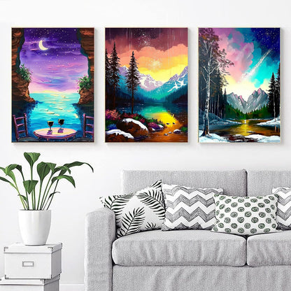 EWJRNSF 5D Diamond Painting Kits for Adults Beginners, Diamond Arts Kits Diamond Art Sets,Gem Painting Arts & Crafts Home Wall Decoration 11.8x15.7 Inches 6 Pack Landscape