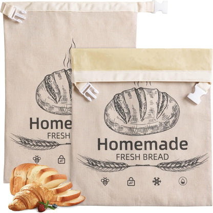 2 Pack 17 12.6 Inches Beeswax Bread Bags for Sourdough,Reusable Organic Linen Beeswax Bread Bag for Homemade Sourdough