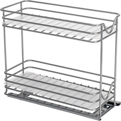 2 Household Essentials Glidez Powder-Coated Steel Pull-Out/Slide-Out Storage Organizer with Plastic Liners for Spice