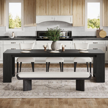 Tribesigns 86.61-Inch Dining Table for 6-8 People, Narrow Long Modern Kitchen Table with Pedestal Base, Farmhouse Extra Long Rectangular Dining Room Furniture, 27.56 x 86.61 x 29.53 Inches, Black