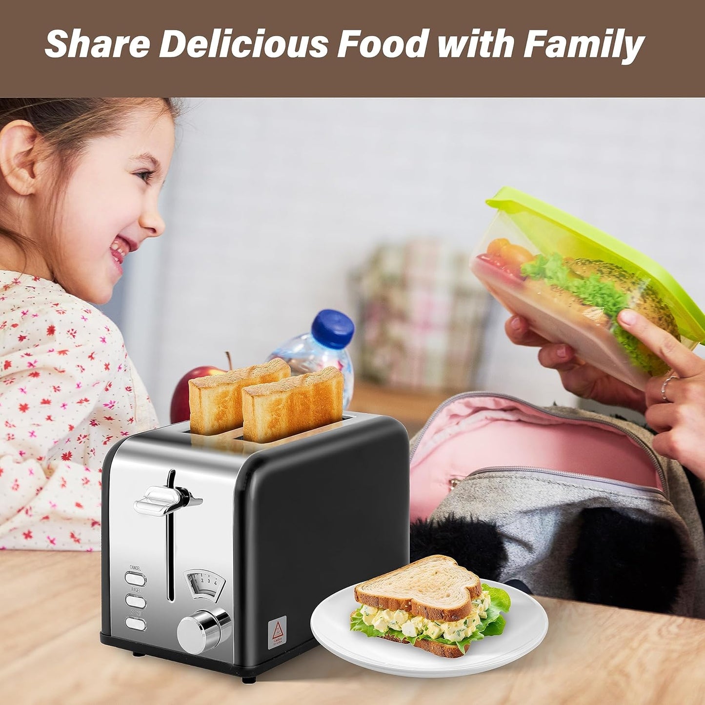 YSSOA 2-Slice Toaster, Extra Wide Slot & Removable Crumb Tray, Retro Stainless-Steel Style, 5 Browning Settings, New
