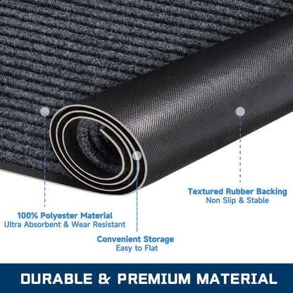 8'x4' Front Door Mat, Extra Large Indoor Outdoor Doormat, Heavy Duty Commercial Floor Mat, Non Slip Rubber Backing Welcome Mats for Entryway, High Traffic Area, Waterproof, Low-Profile, Easy to Clean