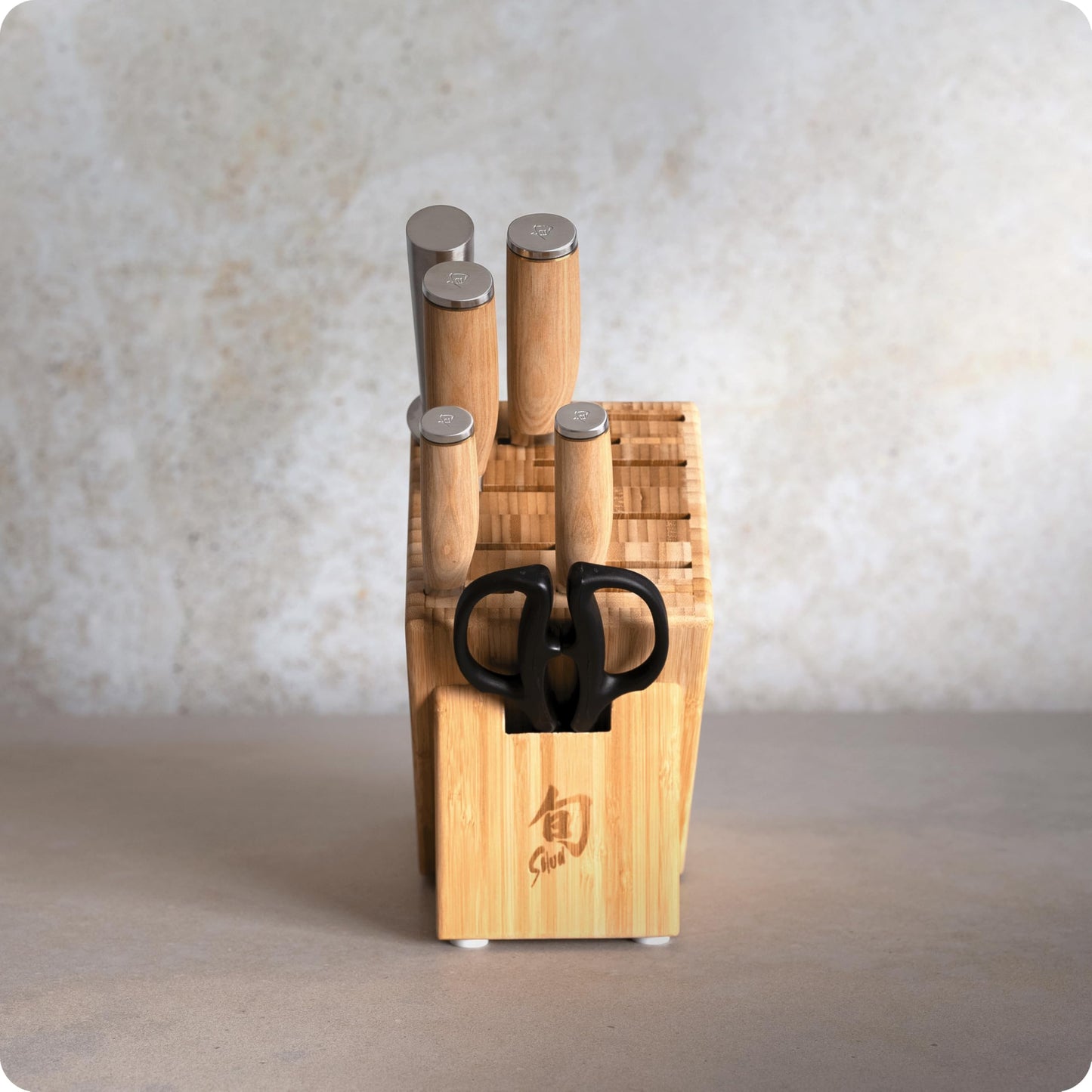 Shun Premier Blonde 7 Piece Essential Block Set, Includes 8" Chef, 4" Paring, 6.5" Utility, 9" Bread Knives & Herb Shears, Handcrafted Japanese Knife Set, Pakkawood Handles