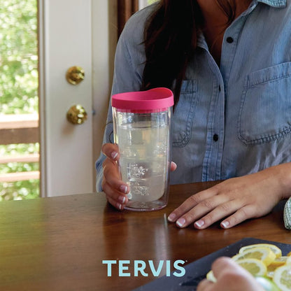 Tervis Tropical Hibiscus Collection Made in USA Double Walled Insulated Tumbler Cup Keeps Drinks Cold & Hot, 16oz 4pk, Assorted Tropical Hibiscus - No Lid